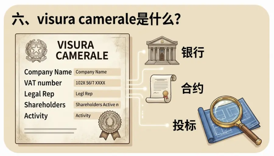 Visura camerale 企业登记信息单用途插图：贷款、合同、投标