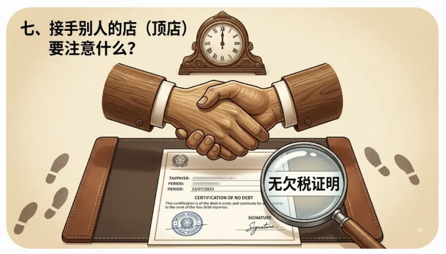 顶店生意转让风险插图：无欠税证明与连带责任